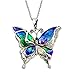 DianaL Boutique Silvertone Colorful Butterfly Pendant Necklace 24