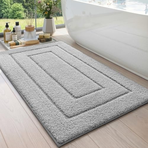 DEXI Badematte rutschfeste, weicher Mikrofaser Badezimmerteppich, saugfähiger Badteppich, maschinenwaschbar Badvorleger für Dusche, Badewanne und Toil
