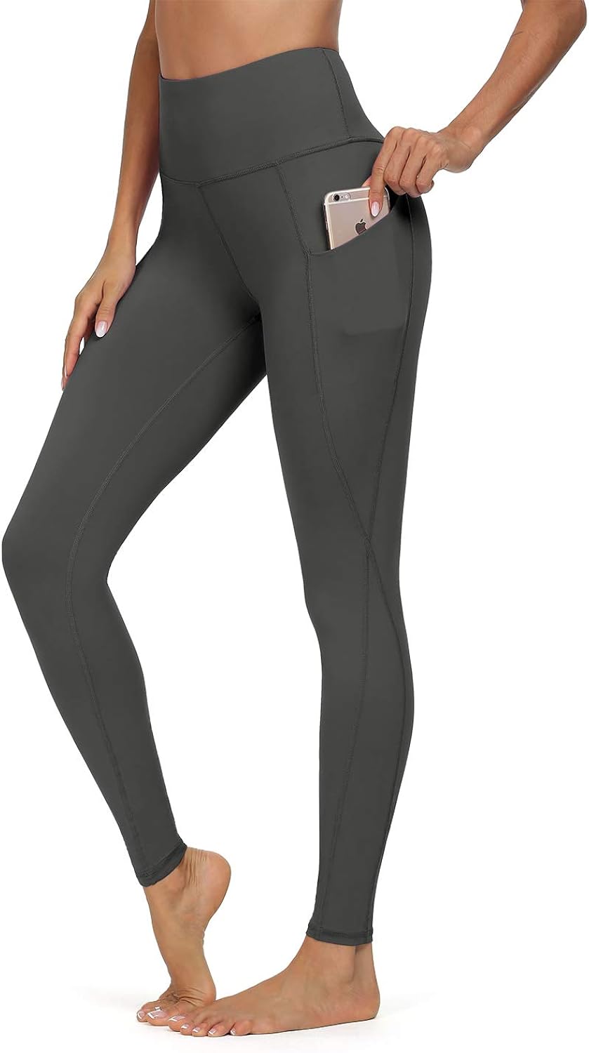 Jouica High Waist Yoga Pants with Pockets, Tummy Control, Workout Pants for Women 4 Way Stretch Yoga Leggings with Pockets: Clothing