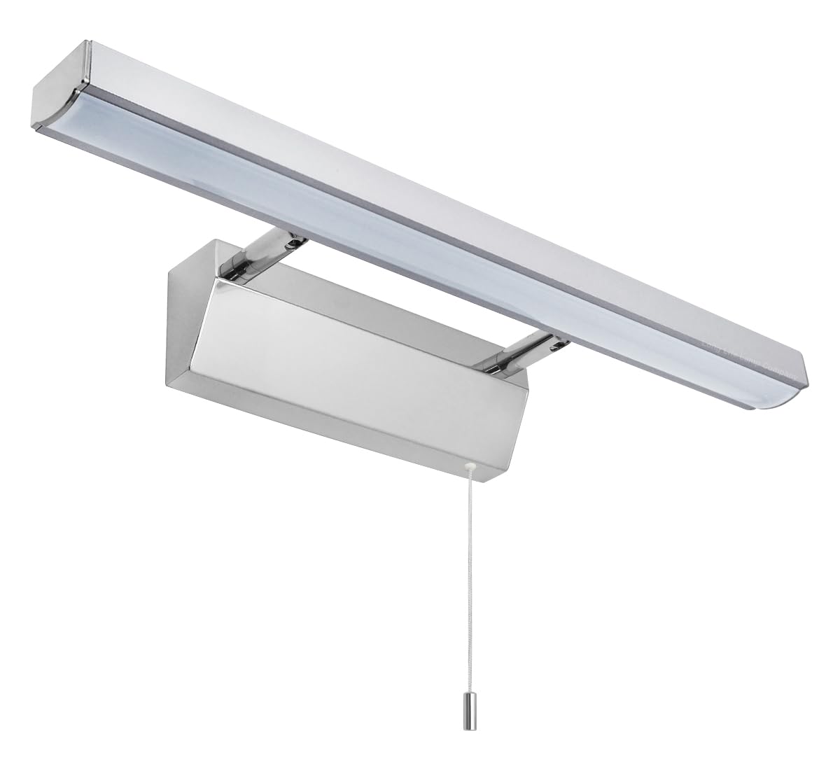 Long Life Lamp Company Adjustable LED Bathroom Mirror Light Pull Cord Switch Cool White 7w 6500k Chrome and Frosted ML16