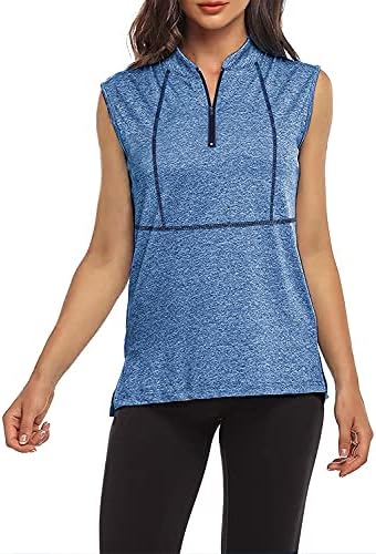 Vindery Women Quick-Dry Line Decor Front Yoga Workout Shirts Athletic Gym Loose Fit Tops