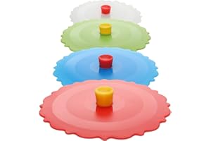 KEWEILIAN Silicone Cup Covers (Set of 4) ， Multicolored Silicone Lids for Mugs, Cups, Tea Pots,Flexible Mug Covers，Hot Cup Lids for Coffee & Tea