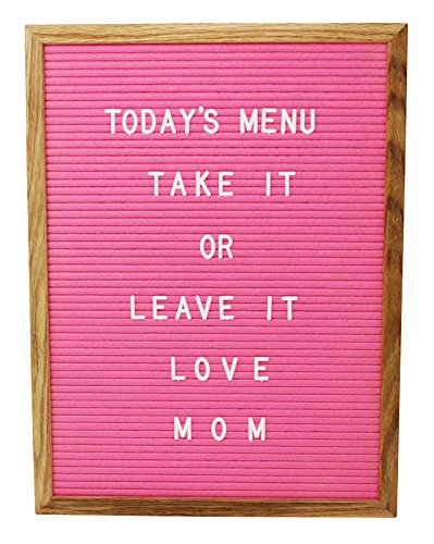 12 x 16 Changeable Letter Board - Hot Pink Felt With Solid Oak Frame, Wall Mount, Canvas Bag, and 290 Characters - by Executive Office Solutions