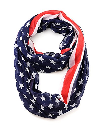 NYFASHION101 Patriotic Additional Stars USA Flag Loop Infinity Scarf NS1437Y