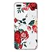 LUOLNH Slim Shockproof Clear Floral Pattern Soft Flexible TPU Back Cover Case Compatible with iPhone 7 Plus/8 Plus -Red Rose