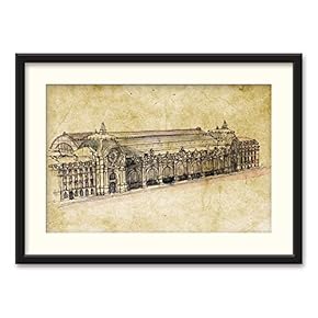 Black Framed Canvas Wall Art Architectural Drawing Home Artwork Decoration for Living Room, Bedroom - 23x31 inches