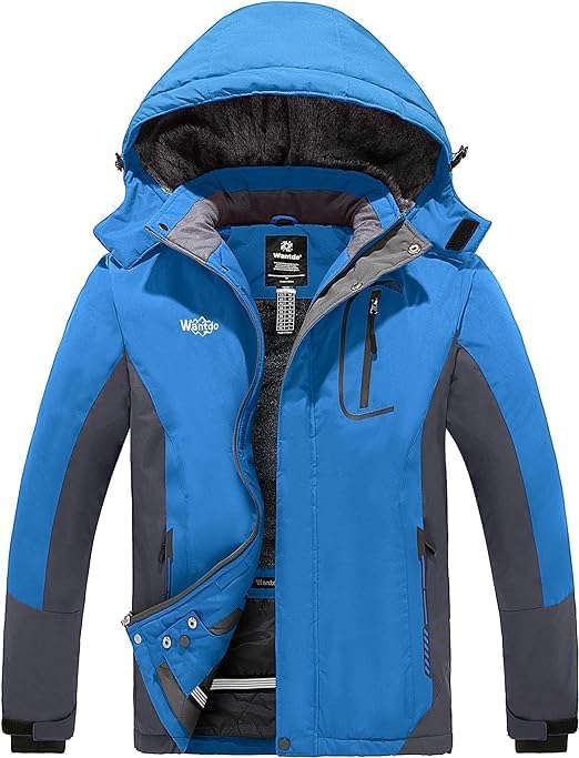 Giacca da Sci Uomo Felpata Impermeabile Giubbotto da Montagna Blu M
