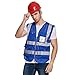 Hivizi Blue Safety Vest Reflective With Pockets And Zipper|High Visibility Mesh vest For Men And Women |Blue Vests With Reflective Tape