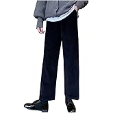 Women's Vintage High Waisted Straight Leg Corduroy Pants Trouser
