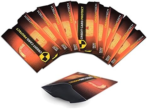 DreamTECH RFID & NFC Blocking Card with LED Indicator - Anti-Theft Security for Credit/Debit/ID Blocker Card, Slim-Design Card Protector, 1pc. (10 Sleeves, Red)