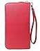 RFID Blocking Wallet Classic Clutch Leather Wallet Card Holder Purse Handbag,red