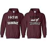 TeesAndTankYou Get Into Trouble Duo HT Matching BFF Hoodie Sweatshirt Unisex