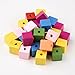 Pandahall 50 Pcs 14MM Mixed Color Cube Wood Beads, Lead Free, Dyed, about 14mm long, 14mm wide, 14mm thick,hole: 5mm