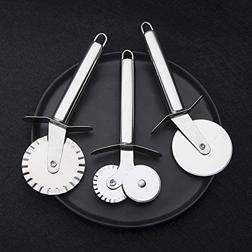3Pcs Pizza Cutter Wheel Set, TBWHL Double Wheel Pizza Accessories Knife Pastry Pasta Dough Crimper Kitchen Pizza Tools Utensils Premium Stainless Steel - Thumbnail 3