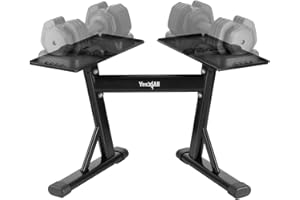 Yes4All Adjustable Dumbbell Stand - 160 Pound Capacity, Spotter Rack & Weight Rack with Strap, Easy Storage & Safety