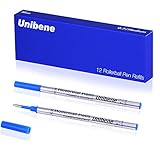 Unibene Gel Ink Rollerball Refills 12 Pack, 0.7mm Medium Point - Blue, Standard Rolling Ball Refills Fit Most Ordinary Rollerball Pen, Waterman Pilot Pentel Compatible Cartridges
