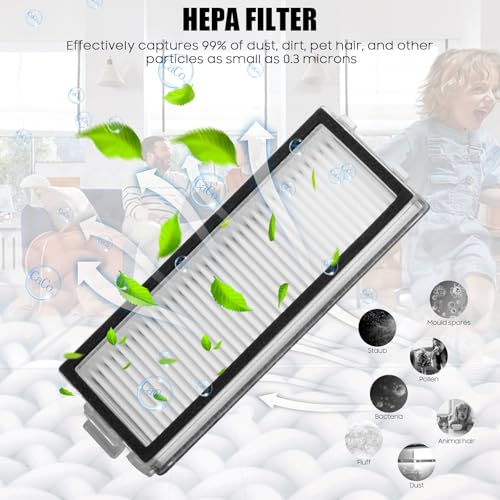 Replacement Accessory Kit for Roborock Q Revo Master/Q Revo Slim, 1 Pair of Main Brushes, 4 Filters, 4 Dust Bags, 6 Cloths, 6 Side Brushes, 1 Small Brush