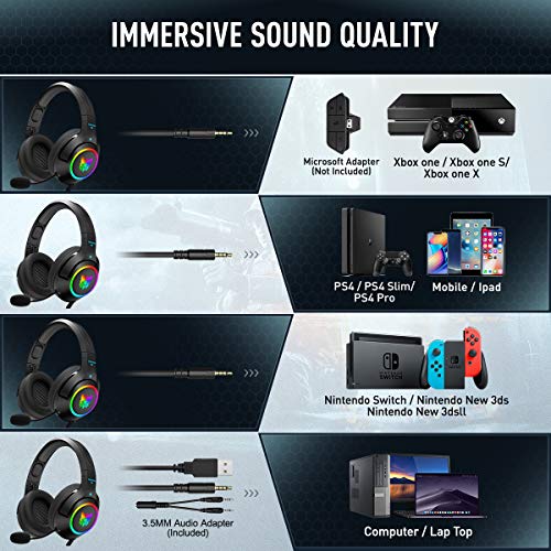 ONIKUMA Gaming Headset for PS4, PS5, PC, Xbox one (Adapter Not Included