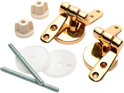 Merriway BH05718 Wooden Toilet Seat Hinges Pair, 68mm Brassed Steel Fixings