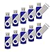 RAOYI 10PCS 4GB USB Flash Drive Blue Pen Drive Thumb Drive USB 2.0 Memory Stick Swivel Design