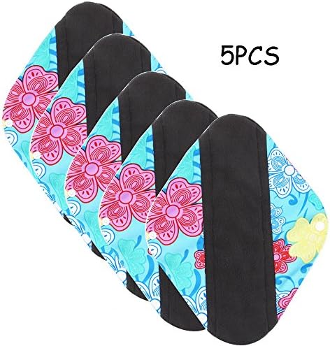 Vanki 5pcs Menstrual Pad Bamboo Cloth Reusable Washable Mama Sanitary Pad Liner 28# L