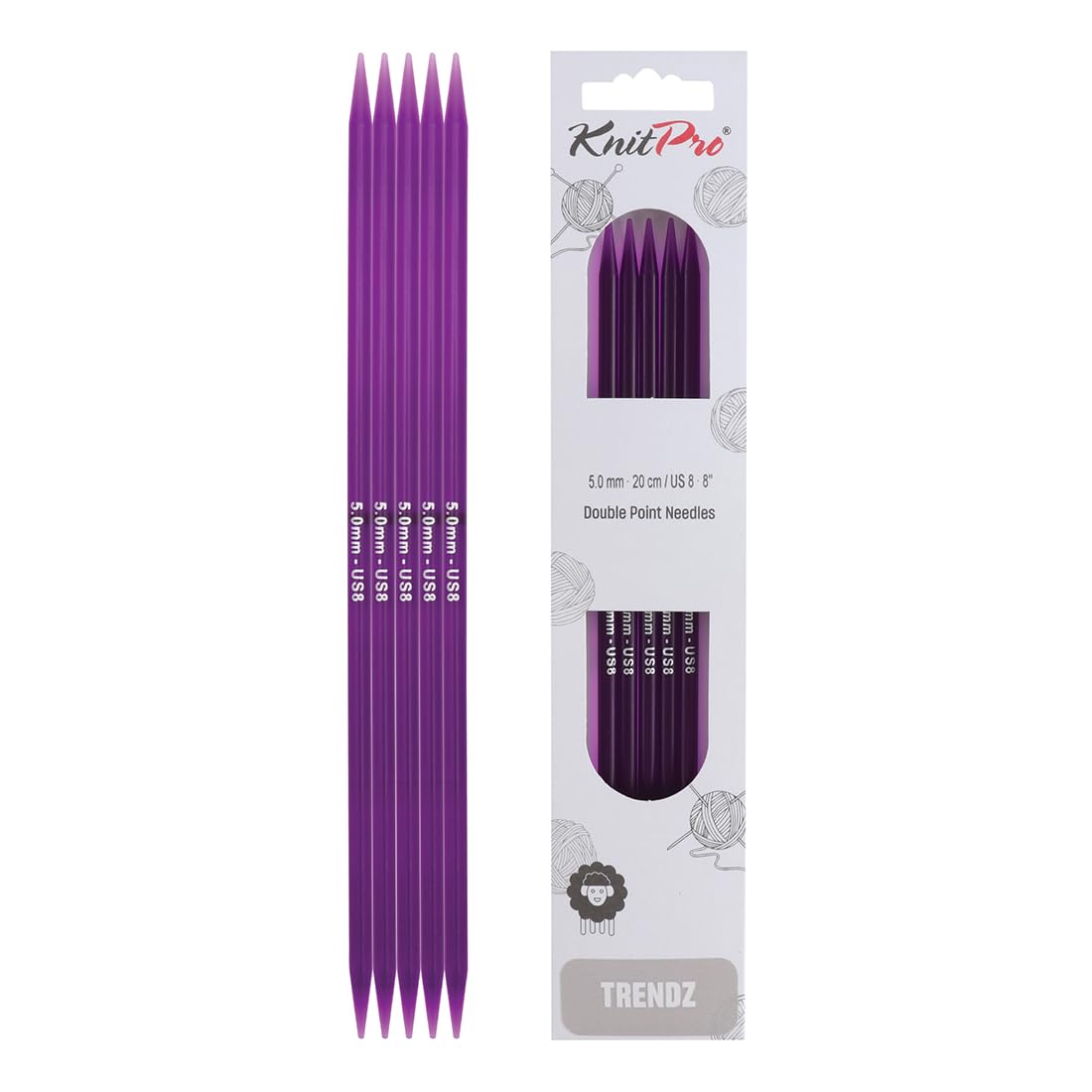 KnitPro Trendz Double Pointed Needles 8" (20cm) | 5.00mm