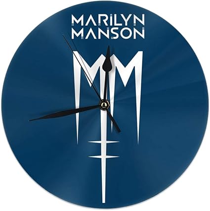 Amazon Co Jp 壁掛け時計 Wall Clock 北欧 おしゃれ 連続秒針 静音 部屋装飾 インテリア Marilyn Manson マリリンマンソン ロゴ アラビア数字 丸い クロック ホーム キッチン