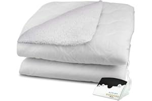 Biddeford Blankets Sherpa Electric Heated Mattress Pad with Digital Controller, Full, White