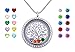 Family Tree of Life Floating Charms Memory Locket, Diy Stainless Steel Pendant Necklace with Birthstones