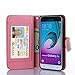 TabPow Galaxy J3 Case, 10 Card Slot - [ID Slot] Wallet Folio PU Leather Case Cover with Detachable Magnetic Hard Case for Samsung Galaxy J3 (2016)/ Express Prime/Amp Prime - Glitter Rose Gold
