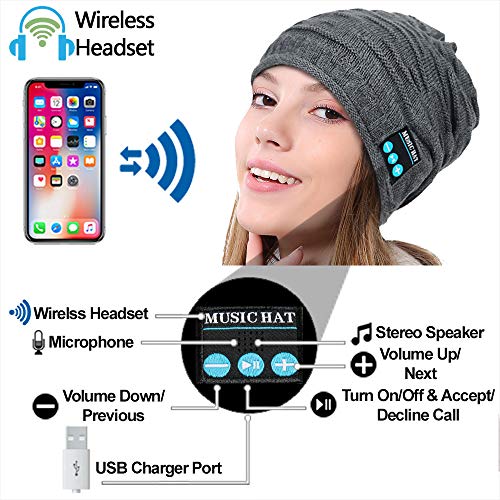 Beanie MUSICBEE Bluetooth V5.2 Wireless Knit Winter Cap, 24 - View #4