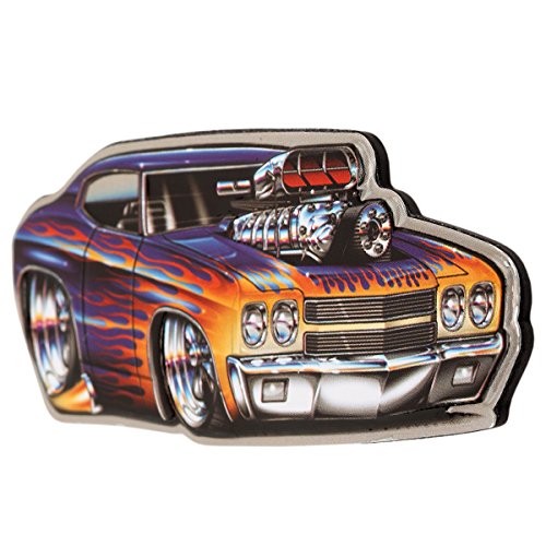 OpenRoad Purple Hot Rod Embossed Tin Magnet
