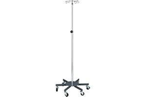 MediChoice IV Pole Rolling 4 Hook - 6 Leg, Chrome Plated, 45 lbs Load Capacity Portable-Adjustable 1314IVCR1013 (1 Each)