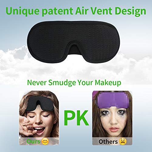 Sleep Mask for Women Men, Eye mask for Sleeping 3D Contoured Cup Blindfold with Breathable Memory Foam,100% Block Out Light,Soft Comfort Eye Shade Cover for Yoga Meditation (3D Black)