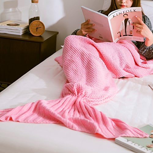 Lots Warm and Soft Mermaid Tail Blanket Knitting Sofa Mermaid Blanket for Kids Adult