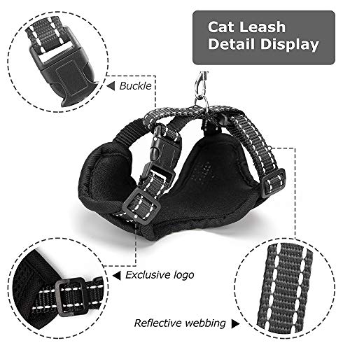 AWOOF Reflective Kitten Harness and Leash Escape Proof with Car Seat Belt, Adjustable Cat Puppy