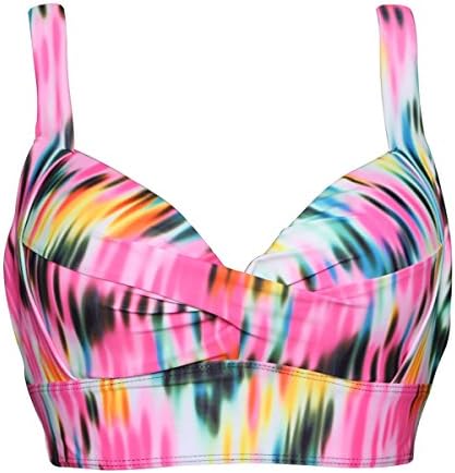Amzbeauty Sexy Bikini Top For Women Cross Back Plus Size Push up Sports Bra-Floral-3XL