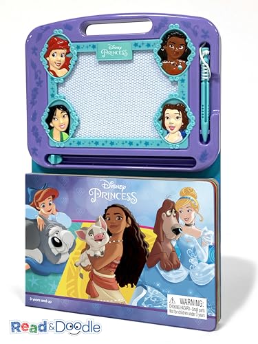 Disney Princess Read & Doodle - Learning resources for kids, a magnetic drawing pad, an easy-to-use pen, 22-page board book for reading and drawing