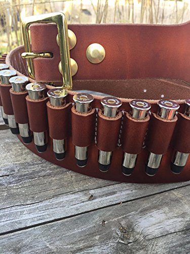 vsdfvsdfv Hunting Tactical Ammunition Belt Military Shotgun Shell Ammo Bullet Leather (Dark Brown, 410 and .45)