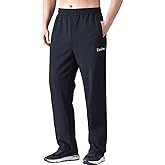 Zoulee Men's Open-Bottom Cotton Track Pants Sweatpants Jogging Pants with Zip Fly