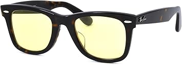 Amazon レイバン サングラス Rx5121f 12 50サイズ ウエィファーラー ライトイエロー ライトカラーレンズセット Rayban メガネフレーム 紫外線カット ラウンド 丸メガネ 黒縁 Ray Ban Light Colors 薄い色 ファッション眼鏡 通販