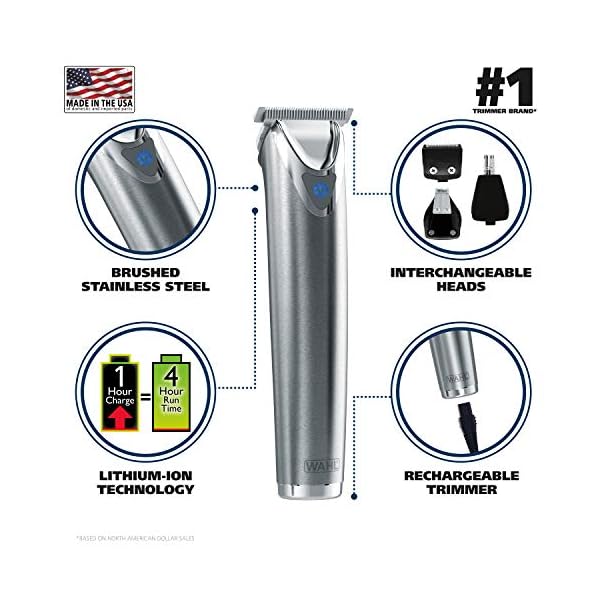 wahl stainless steel rechargeable trimmer