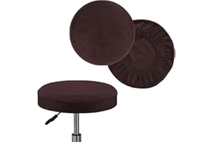 Turquoize 2 Pack Bar Stool Covers Round Stool Covers with Elastic Bands Bar Stool Seat Covers Slipcover Washable Stool Cushion Covers Feature Stretch Thick Bouncy Fabric, Dia 16"-18", X-Large, Brown