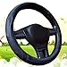 Universal Genuine Leather Black Steering Wheel Cover, 15inch, Breathable And Soft Car Wheel Protector (Blue steering wheel cover)