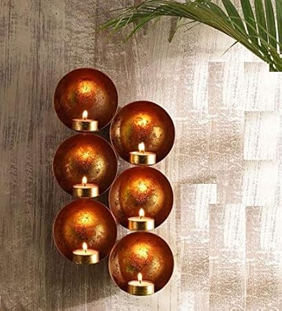 Buy Indian Artisans Wall Decor Metal Tea Light Holder Golden