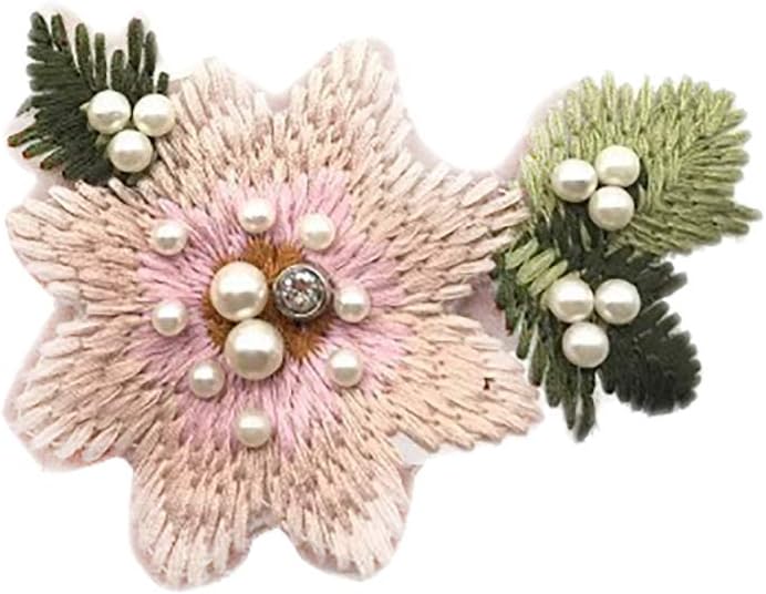 Lumanuby 1x Colourful Embroidery Flower Iron-On with Pearl for Women Coat Hoody Pullover or T-Shirt Full Embroidery Flower and Leaves Patch with Shiny Rhinestones 10 x 10 cm