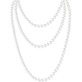 Zeffy Pearl Necklace 8MM Dainty Round Imitation Pearl Choker Necklace Wedding Pearl Necklace Delicate Jewelry for Women Simple Bridesmaid Jewelry Gifts