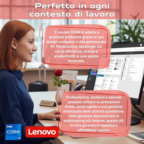Lenovo All-in-One ThinkCentre TIO24 24″ Full HD | Intel Core i7 up to 3.60 GHz | 16 GB | 512 GB SSD | Webcam Win 11 Pro 36 Months Warranty (Refurbished)