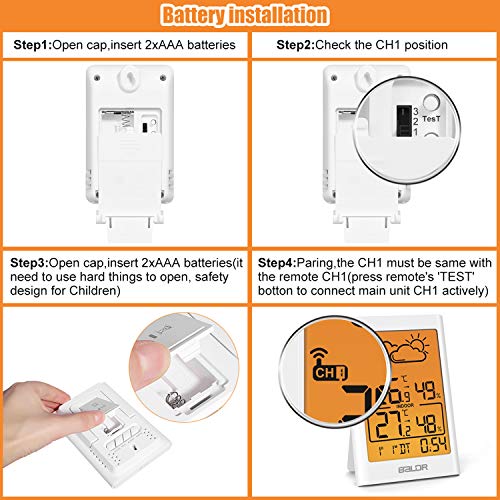 Digital Indoor Outdoor Thermometer Hygrometer Wireless, Temperature