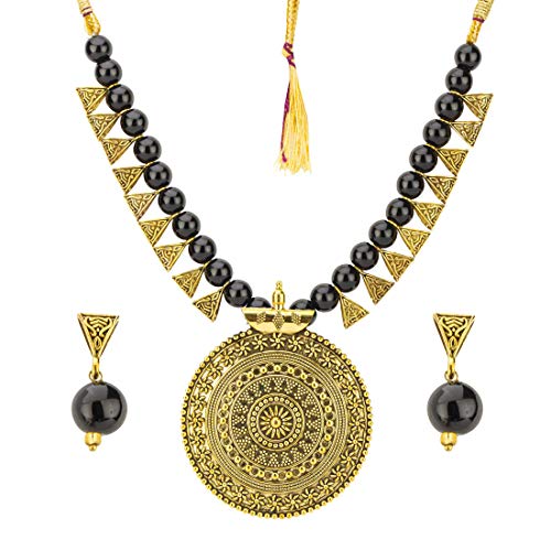 Jewels Galaxy Traditional Beads Contemporary Copper Brilliant Necklace Set for Women/Girls 1 Jewels Galaxy Traditional Beads Contemporary Copper Brilliant Necklace Set for Women/Girls
